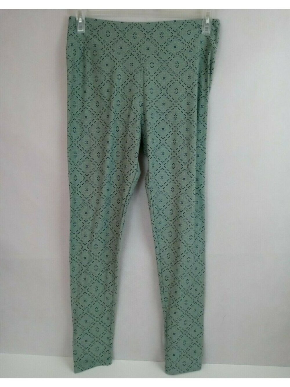 New LuLaRoe Tall & Curvy Leggings Light Blue With Dark Blue Designs